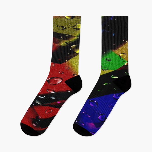 Item preview, The Chromatic Explosion of Wet Leather: Diagonal Rainbow Stripes on Textured Leather in the Rain - Abstract Art with Realistic Water Droplets designed and sold by RAYBIL.