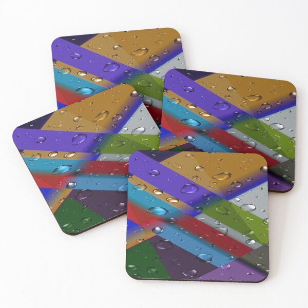 Item preview, Liquid Prism of Infinite Colors: Diagonal Prismatic Bands in the Rain - 3D Abstract Art with Reflective Water Droplets designed and sold by RAYBIL.
