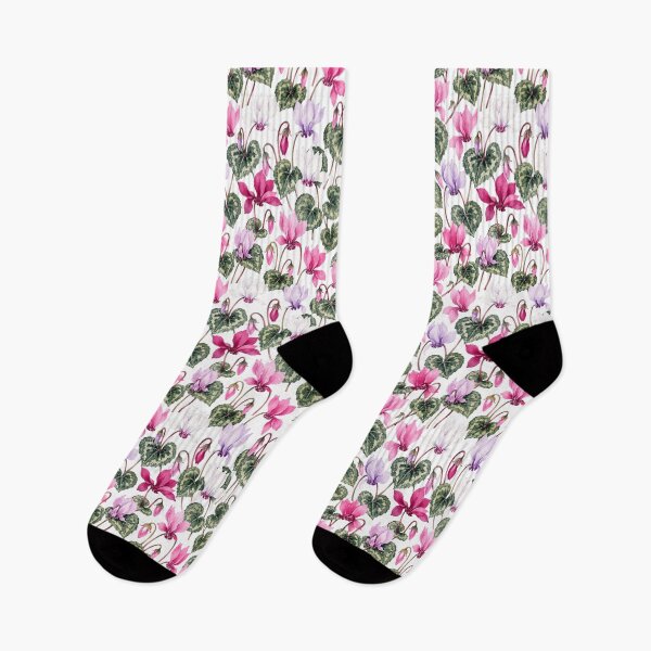 Item preview, Cyclamen Swept Back Watercolor Seamless Botanical Pattern designed and sold by Inkworksbyshery.