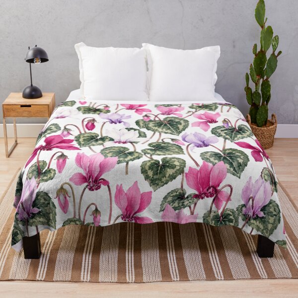Item preview, Cyclamen Swept Back Watercolor Seamless Botanical Pattern designed and sold by Inkworksbyshery.