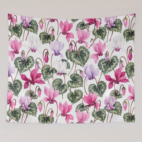 Item preview, Cyclamen Swept Back Watercolor Seamless Botanical Pattern designed and sold by Inkworksbyshery.