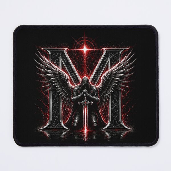 Item preview, Crimson Oath Sentinel Letter M designed and sold by BlissBlvdShop.