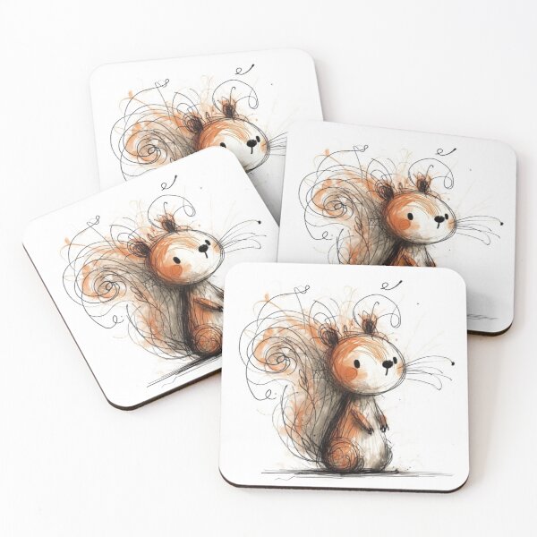 Item preview, Cute Squirrel Illustration - Whimsical Ink & Watercolor Woodland Animal Art designed and sold by AnyGil.