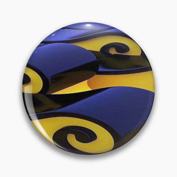 Item preview, Geometric Dance of Glossy Waves: Abstract 3D Waves in Midnight Blue and Yellow - Wavy Design with Glossy Black Spirals designed and sold by RAYBIL.