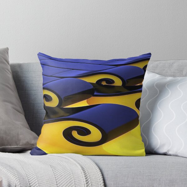 Item preview, Geometric Dance of Glossy Waves: Abstract 3D Waves in Midnight Blue and Yellow - Wavy Design with Glossy Black Spirals designed and sold by RAYBIL.