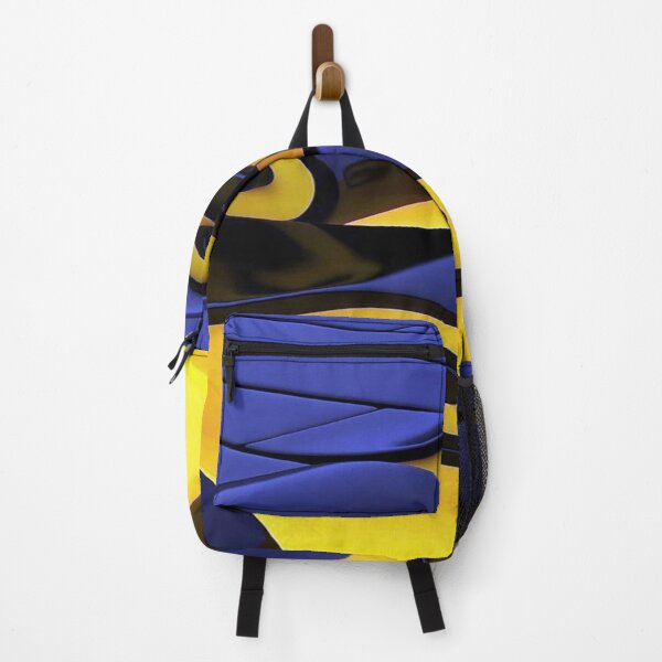 Item preview, Geometric Dance of Glossy Waves: Abstract 3D Waves in Midnight Blue and Yellow - Wavy Design with Glossy Black Spirals designed and sold by RAYBIL.