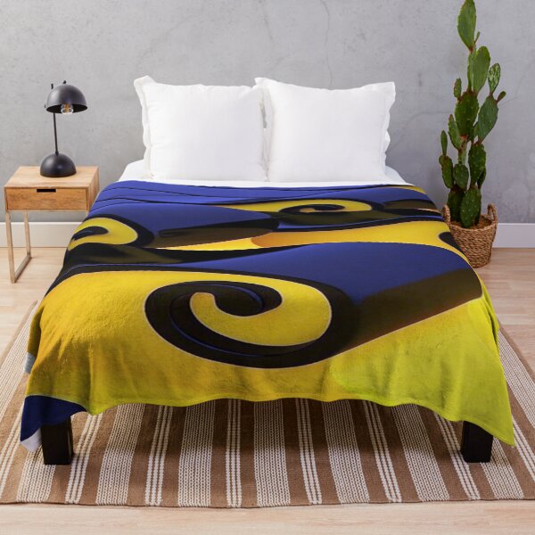 Item preview, Geometric Dance of Glossy Waves: Abstract 3D Waves in Midnight Blue and Yellow - Wavy Design with Glossy Black Spirals designed and sold by RAYBIL.