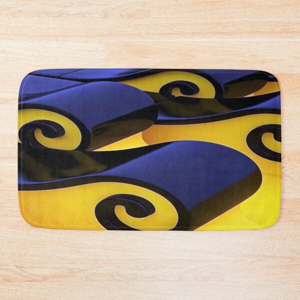 Item preview, Geometric Dance of Glossy Waves: Abstract 3D Waves in Midnight Blue and Yellow - Wavy Design with Glossy Black Spirals designed and sold by RAYBIL.