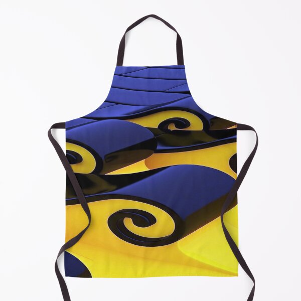 Item preview, Geometric Dance of Glossy Waves: Abstract 3D Waves in Midnight Blue and Yellow - Wavy Design with Glossy Black Spirals designed and sold by RAYBIL.