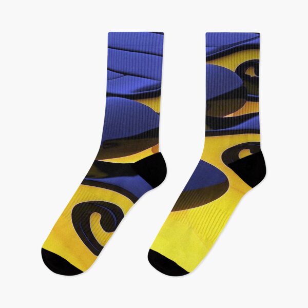 Item preview, Geometric Dance of Glossy Waves: Abstract 3D Waves in Midnight Blue and Yellow - Wavy Design with Glossy Black Spirals designed and sold by RAYBIL.