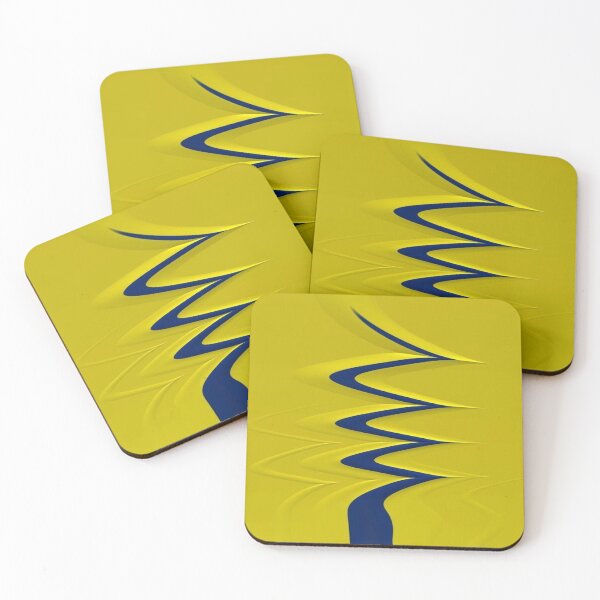 Item preview, The Elegance of Pure Movement: Abstract 3D Wave in Navy Blue on a Yellow Background - Minimalist, Wavy, and Elegant Design designed and sold by RAYBIL.