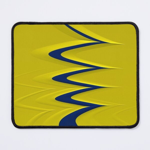 Item preview, The Elegance of Pure Movement: Abstract 3D Wave in Navy Blue on a Yellow Background - Minimalist, Wavy, and Elegant Design designed and sold by RAYBIL.