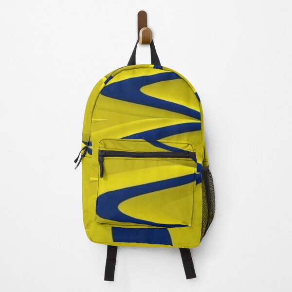 Item preview, The Elegance of Pure Movement: Abstract 3D Wave in Navy Blue on a Yellow Background - Minimalist, Wavy, and Elegant Design designed and sold by RAYBIL.