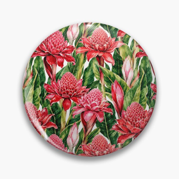 Item preview, Torch Ginger Exotic Red Watercolor Seamless Pattern designed and sold by Inkworksbyshery.