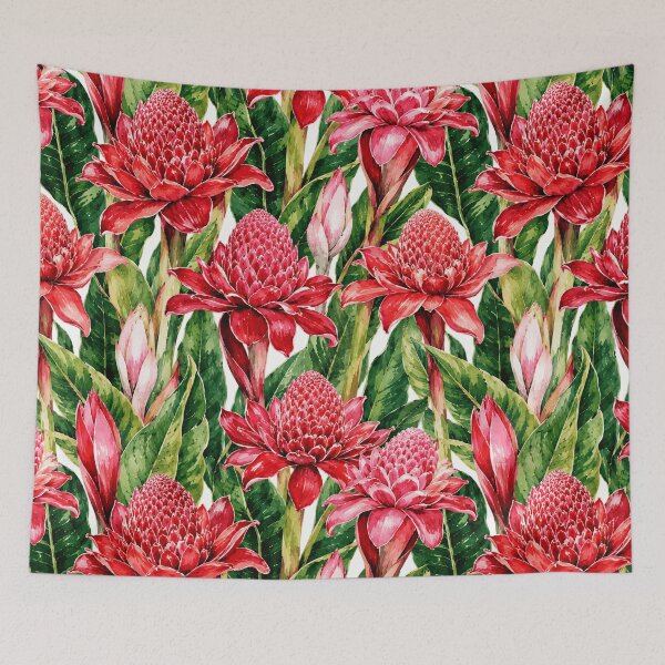 Item preview, Torch Ginger Exotic Red Watercolor Seamless Pattern designed and sold by Inkworksbyshery.