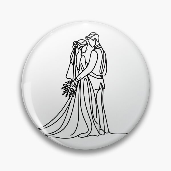 Item preview, Elegant Wedding Couple Bride & Groom Line Art designed and sold by pixiedustpaint.