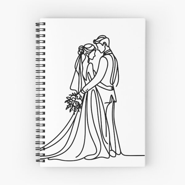 Item preview, Elegant Wedding Couple Bride & Groom Line Art designed and sold by pixiedustpaint.