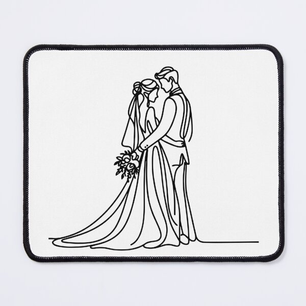 Item preview, Elegant Wedding Couple Bride & Groom Line Art designed and sold by pixiedustpaint.