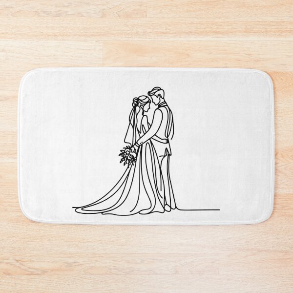 Item preview, Elegant Wedding Couple Bride & Groom Line Art designed and sold by pixiedustpaint.