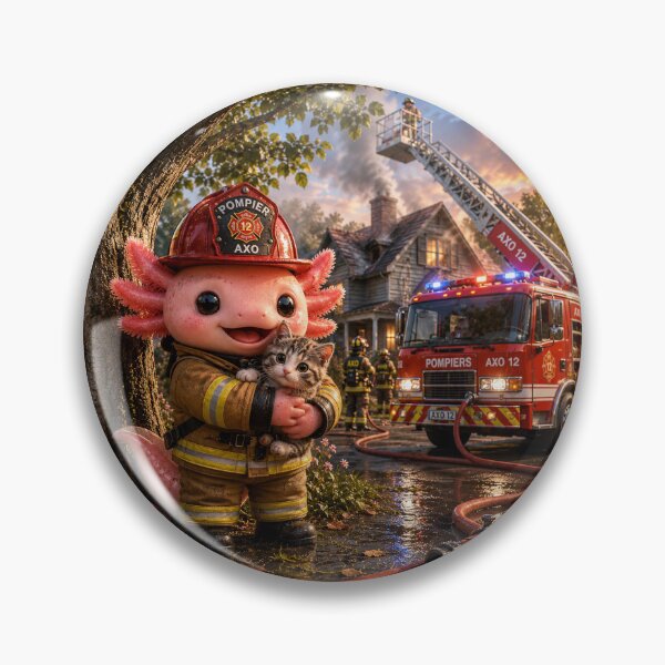 Item preview, Axolotl firefighter kawaii hero designed and sold by Axokris.