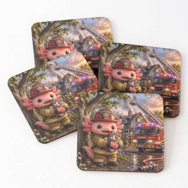 Item preview, Axolotl firefighter kawaii hero designed and sold by Axokris.