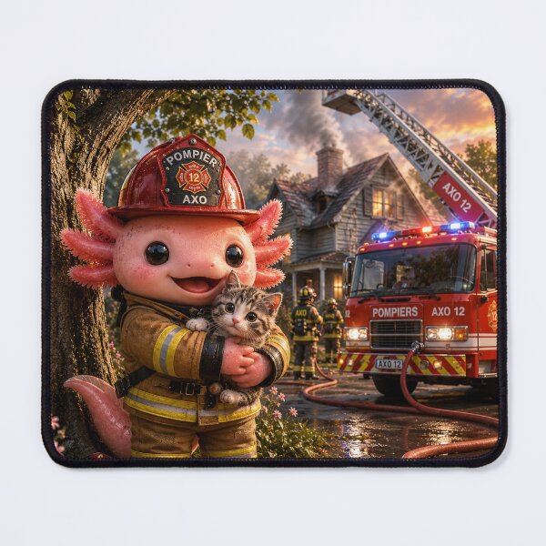 Item preview, Axolotl firefighter kawaii hero designed and sold by Axokris.
