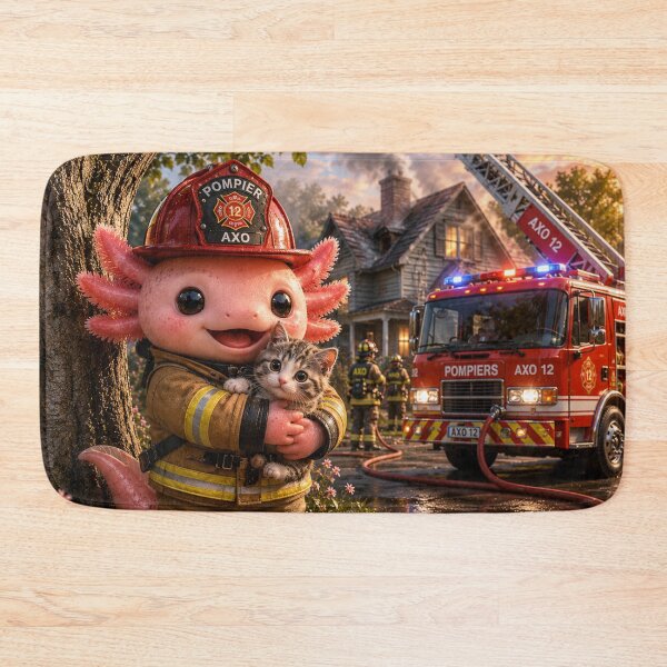 Item preview, Axolotl firefighter kawaii hero designed and sold by Axokris.
