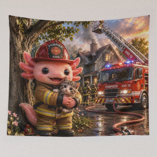 Item preview, Axolotl firefighter kawaii hero designed and sold by Axokris.