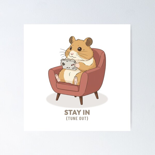 Item preview, Cozy Hamster Gamer Playing Video Games Retro Aesthetic designed and sold by COZY VINTAGE animal.
