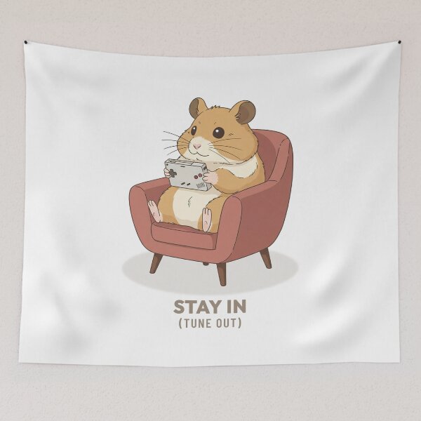 Item preview, Cozy Hamster Gamer Playing Video Games Retro Aesthetic designed and sold by COZY VINTAGE animal.