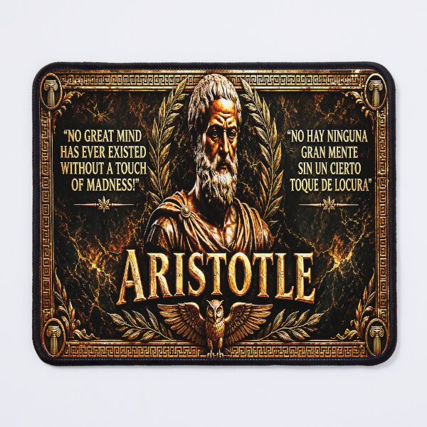 Item preview, Aristotle Quote | "No Great Mind Has Ever Existed Without a Touch of Madness" | Philosophy Madness Art Bilingual ES/EN designed and sold by Alchemy Forge.