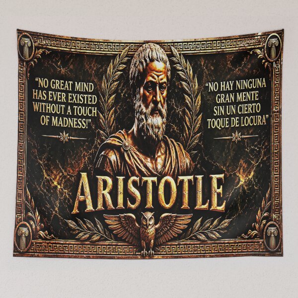 Item preview, Aristotle Quote | "No Great Mind Has Ever Existed Without a Touch of Madness" | Philosophy Madness Art Bilingual ES/EN designed and sold by Alchemy Forge.