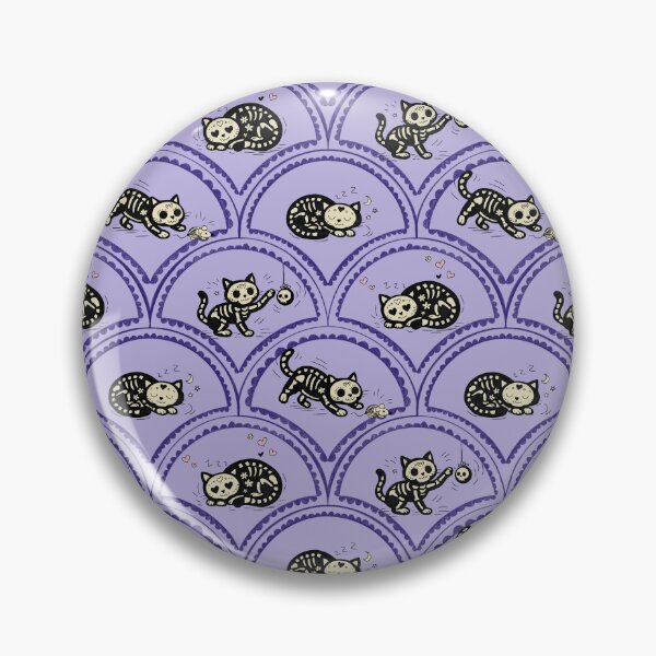 Item preview, Skeleton Cats Scallop Pattern, Cute Gothic Halloween Cat Print, Lavender Spooky Kittens, Kawaii Goth Seamless Pattern designed and sold by Pharmkitty.
