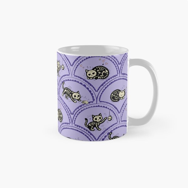 Item preview, Skeleton Cats Scallop Pattern, Cute Gothic Halloween Cat Print, Lavender Spooky Kittens, Kawaii Goth Seamless Pattern designed and sold by Pharmkitty.