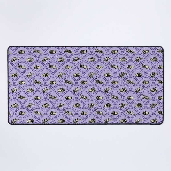 Item preview, Skeleton Cats Scallop Pattern, Cute Gothic Halloween Cat Print, Lavender Spooky Kittens, Kawaii Goth Seamless Pattern designed and sold by Pharmkitty.