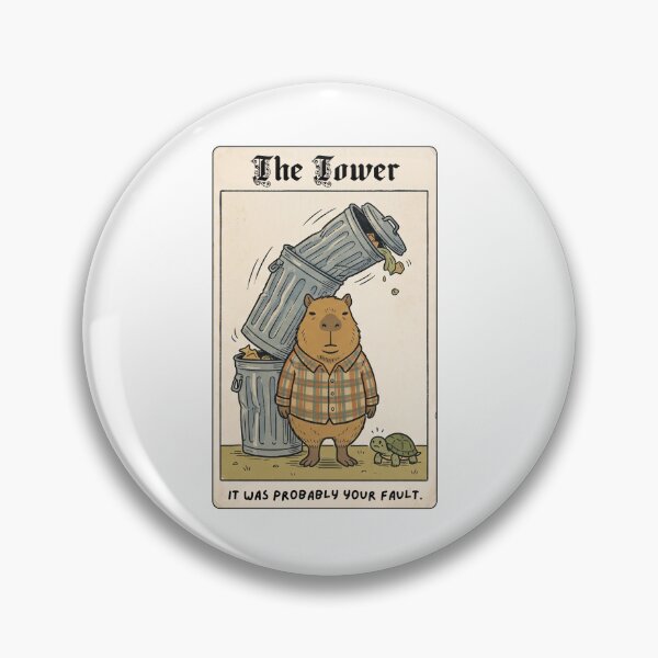 Artikelvorschau, Die Tarotkarte „Turm-Capybara“ – Es war wahrscheinlich deine Schuld (Mülltonnenkunst) entworfen und verkauft von Ink & Void Co..