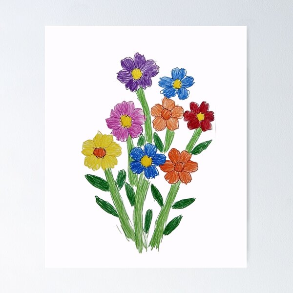 Item preview, Pencil Colour Scribble Flower Bouquet  designed and sold by randomlyours.