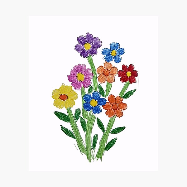 Item preview, Pencil Colour Scribble Flower Bouquet  designed and sold by randomlyours.