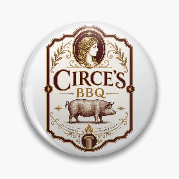 Item preview, Greek Mythology BBQ Circe's Smokehouse Odyssey Pig Roast Pitmaster Humor Vintage Emblem designed and sold by The Junto Shop.