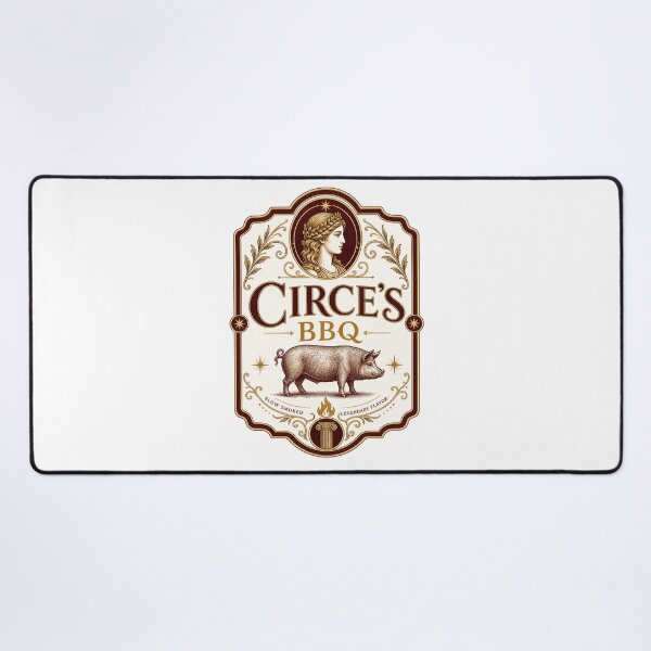 Item preview, Greek Mythology BBQ Circe's Smokehouse Odyssey Pig Roast Pitmaster Humor Vintage Emblem designed and sold by The Junto Shop.