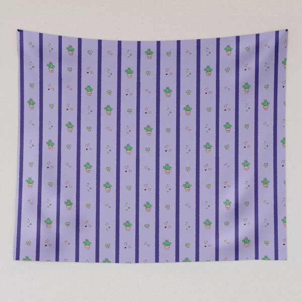 Item preview, Cute Cactus Stripe Pattern | Lavender Desert Floral Seamless Print designed and sold by Pharmkitty.