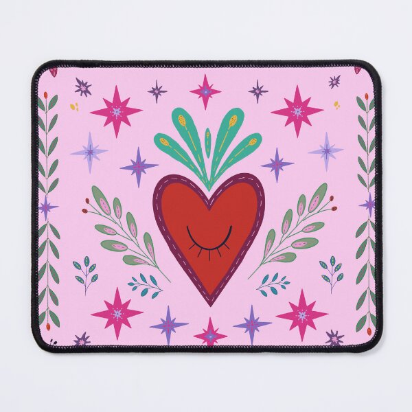Item preview, Happy Heart pink folk art designed and sold by Astrajess.