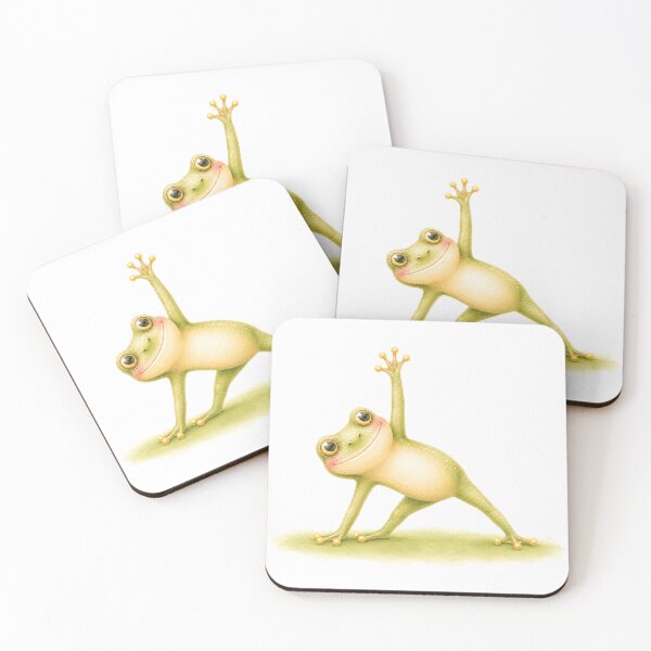 Item preview, Triangle Pose Tree Frog Yoga Watercolor Print designed and sold by YogiAnimalArt.