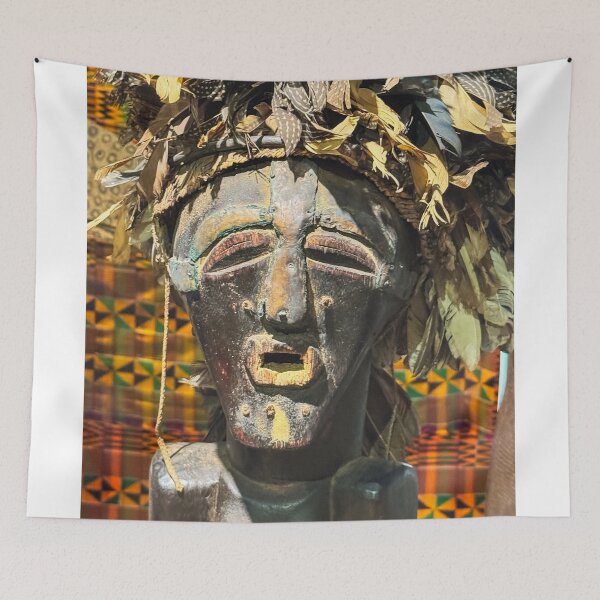 Item preview, African Carved Mask with Feather Headdress designed and sold by Diego Re.