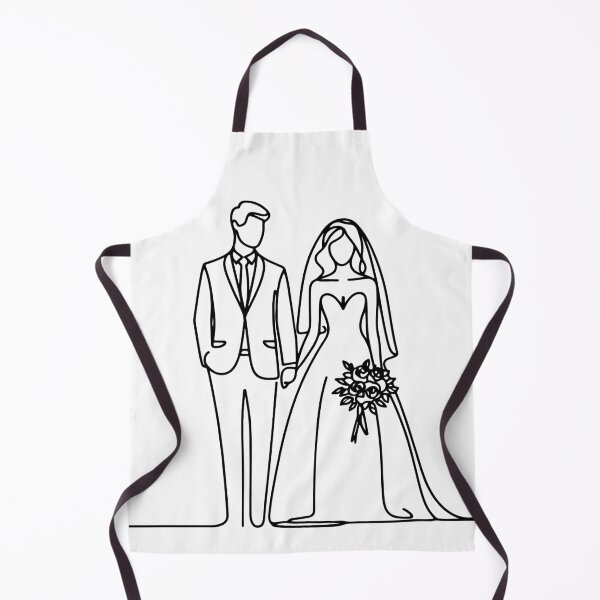 Item preview, Just Married Minimal Bride and Groom Wedding Line Art designed and sold by pixiedustpaint.