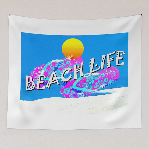 Item preview, Beach Life Flip Flops white sand text designed and sold by Dlt1981.