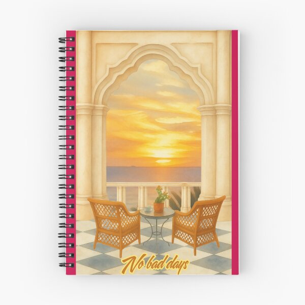 Item preview, No Bad Days Inspirational Tropical Ocean Sunset Beach Balcony Landscape designed and sold by InkyCorvid.