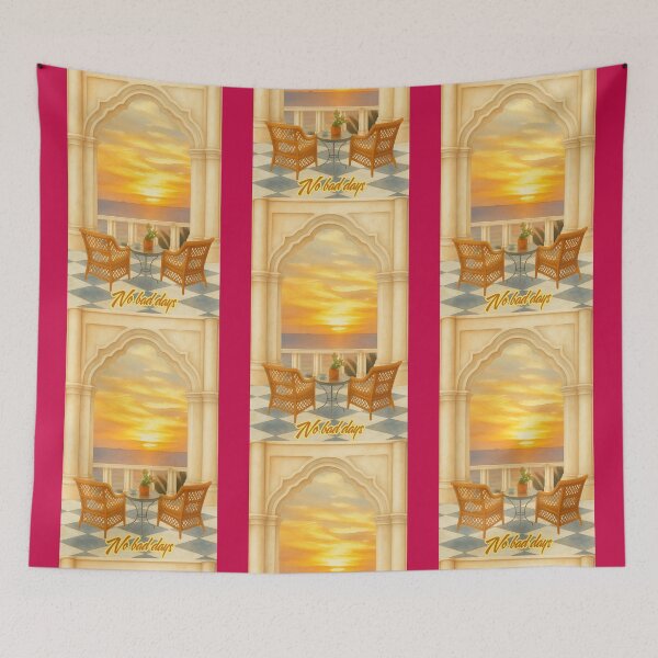 Item preview, No Bad Days Inspirational Tropical Ocean Sunset Beach Balcony Landscape designed and sold by InkyCorvid.
