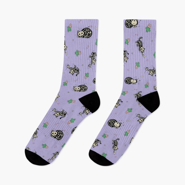 Item preview, Cute Skeleton Cat Pattern | Pastel Goth Halloween Cats & Cactus designed and sold by Pharmkitty.