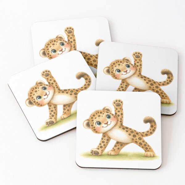 Item preview, Triangle Pose Jaguar Yoga Watercolor Print designed and sold by YogiAnimalArt.